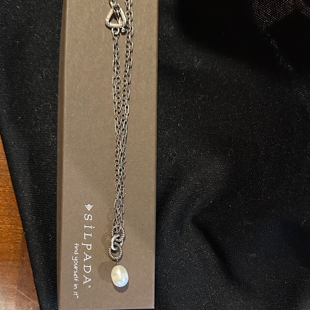 Silpada Double Strand w/Fresh Water Pearl Necklace .925, toggle clasp 18”, N1353
